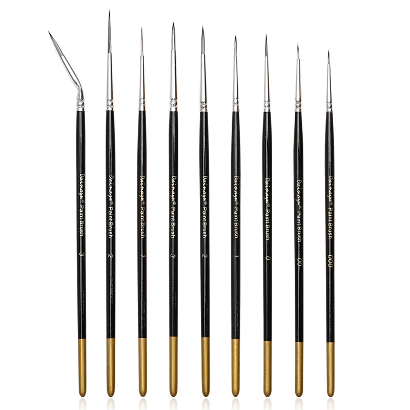 Fine Detail Paint Brush Set - 9 Pieces Miniature Brushes